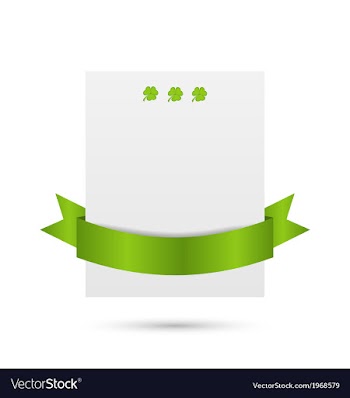  					Greeting card with shamrocks and ribbon for St vector image														