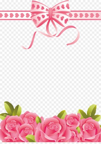 Greeting & Note Cards Valentine's Day - pink flower border 