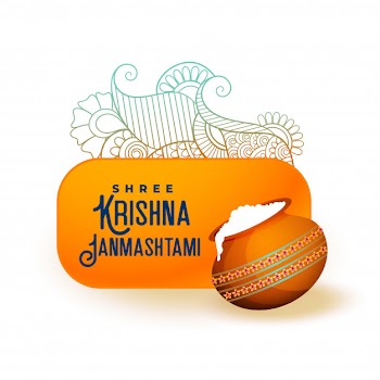 Greeting  of krishna janmashtami festival Free Vector