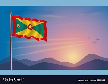 grenada flag in the morning sun