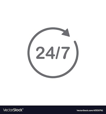 grey 24 hours service line icon