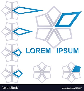 Grey and blue star icon design set vector image