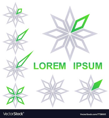 Grey and green star business icon design set vector image