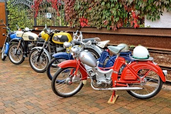 Grey and Orange Motorcycle Parked