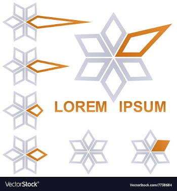 Grey and orange star business icon design set vector image