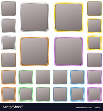 Grey blank square metal button set vector image