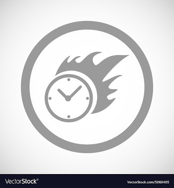 Grey burning clock sign icon vector image