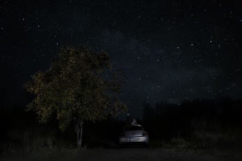 grey car under night sky