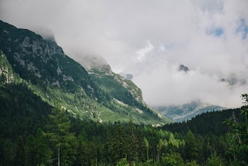 Grey Clouds Covering Mountain Peak