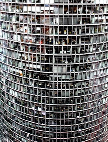 Grey Concrete Round High Rise Building