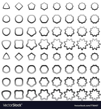 Grey curved polygon shape icon collection vector image