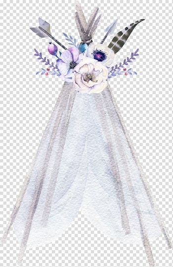 Grey floral tent illustration, Arrow, Watercolor Bohemian Wind Arrow Tent transparent background PNG clipart