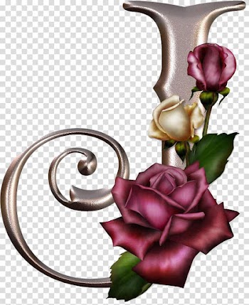 Grey letter J with rose illustration, Lettering Alphabet J Initial, others transparent background PNG clipart