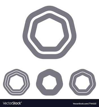 Grey line heptagon logo design set vector image