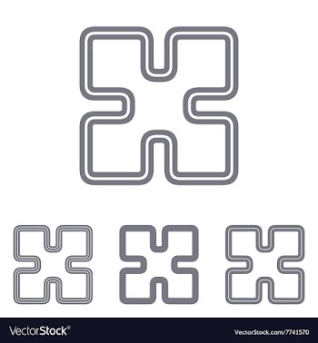 Grey line research logo design set vector image