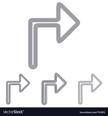 Grey line turn right logo design set vector image