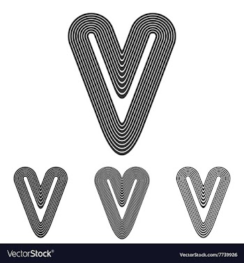 Grey line v logo design set vector image