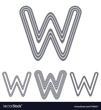 Grey line w logo design set vector image