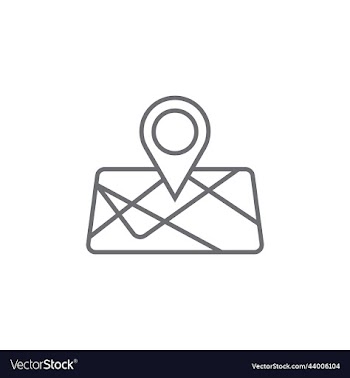 grey map destination line art icon