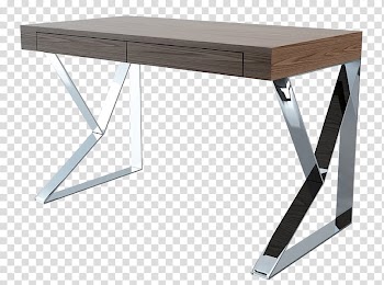 Grey metal framed brown wooden desk transparent background PNG clipart