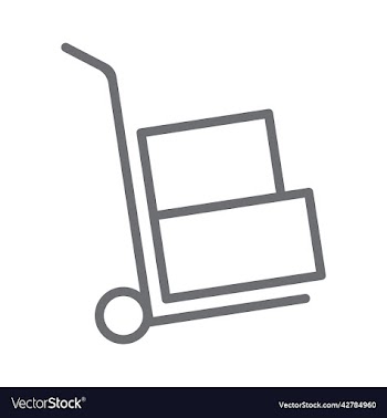 grey moving hand truck line art icon