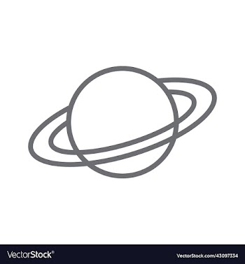 grey planet saturn line art icon