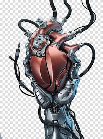 Grey robot holding heart , Artificial heart valve Anatomy, Deep red mechanical heart transparent background PNG clipart