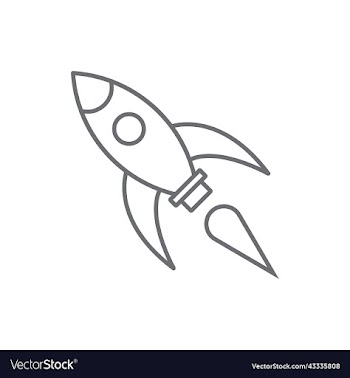 grey rocket line art icon