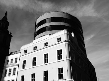 Grey-scale Photo of Establishment