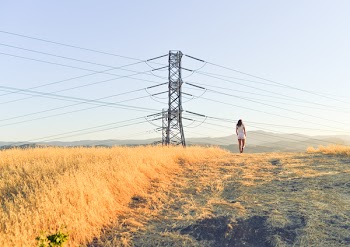 Grey Steel High Voltage Post