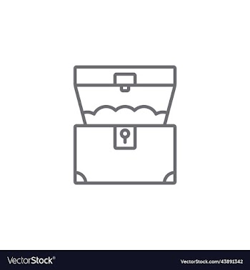 grey treasure chest line icon