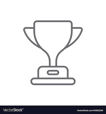 grey trophy cup line icon