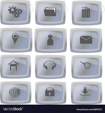 Grey web icon and button set vector image
