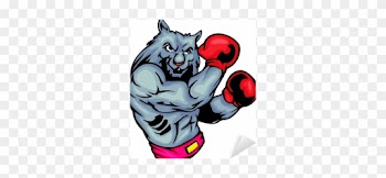 Grey Wolf In Red Boxing Gloves - Boxing Wolf