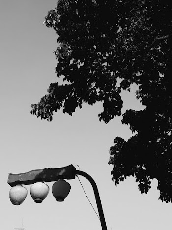 Greyscale Photography of Light Post