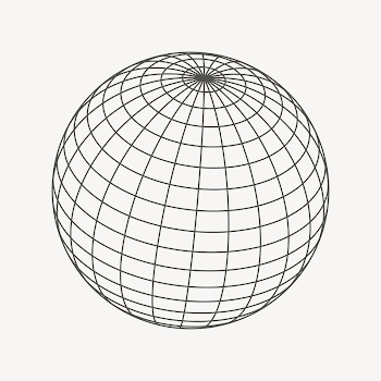Grid globe  clipart, black | Free PSD - rawpixel