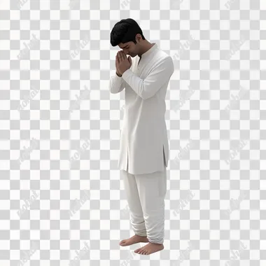 Grief in White: A 3D Animated Portrait of a Young Hindu Man