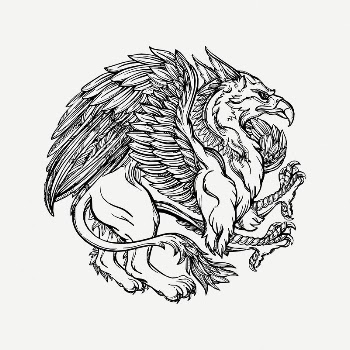 Griffin collage element, vintage illustration | Free PSD Illustration - rawpixel
