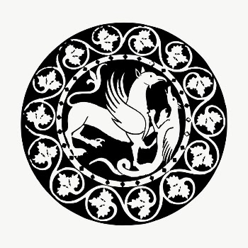 Griffin dragon badge drawing, illustration | Free Vector - rawpixel