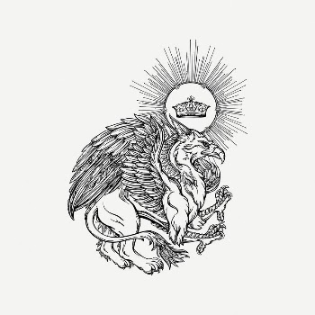 Griffin with crown collage element, | Free PSD Illustration - rawpixel