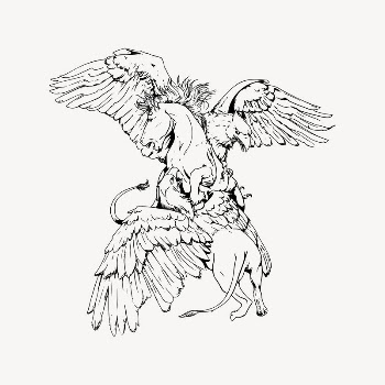 Griffin with prey clipart, drawing | Free Vector Illustration - rawpixel