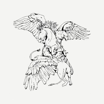 Griffin with prey collage element, | Free PSD Illustration - rawpixel