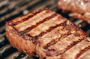 Grill Marked Steak On Bbq