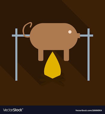 Grilled pig icon of roasted piglet on white vector image