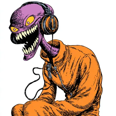 Grinning Alien in Headphones Clip Art Grinning Alien in Headphones Clip Art