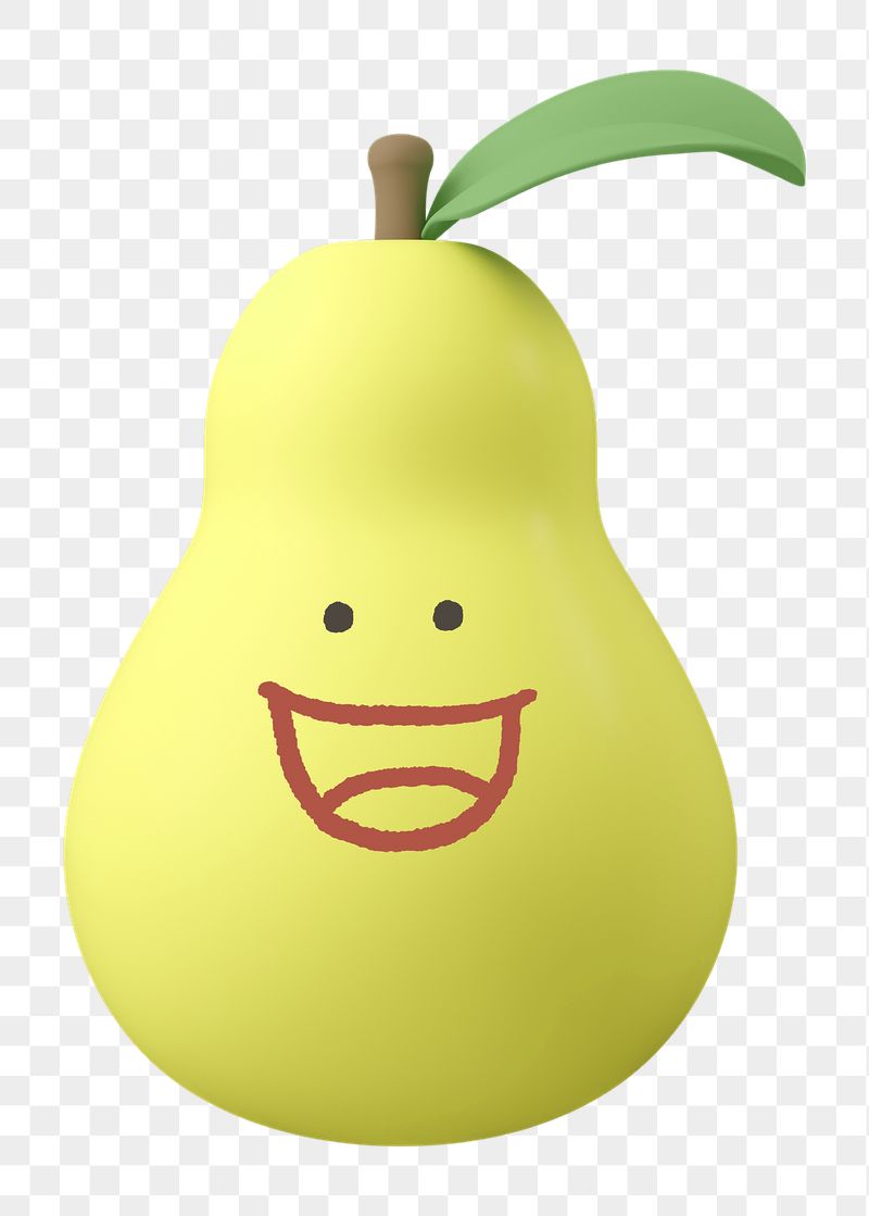Grinning pear png fruit sticker, | Free PNG - rawpixel
