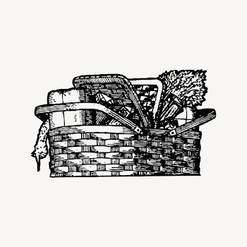 Grocery basket collage element, drawing | Free Vector - rawpixel