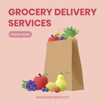 Grocery delivery Instagram post template, | Free Vector Template - rawpixel
