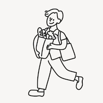 Grocery shopping guy clipart, house | Free Vector Illustration - rawpixel