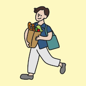 Grocery shopping guy clipart, house | Free Vector Illustration - rawpixel